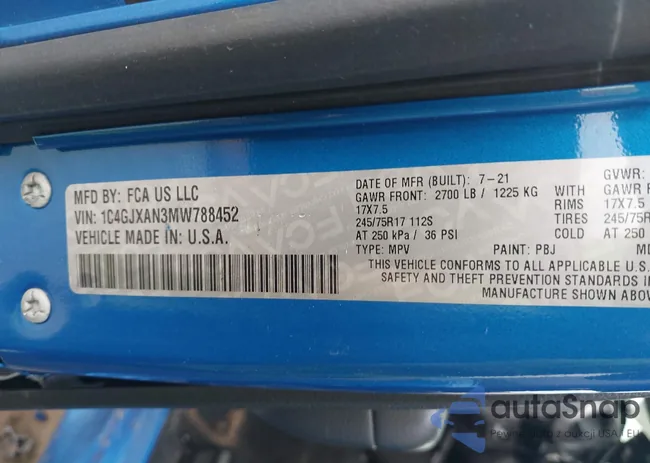 1C4GJXAN3MW788452: 43222120