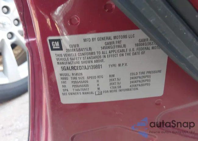 5GALRCED7AJ139801: 43222152