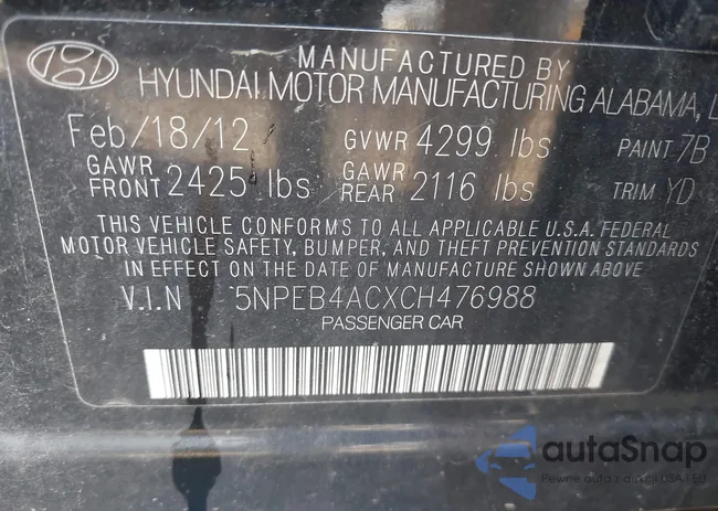 5NPEB4ACXCH476988: 43222158