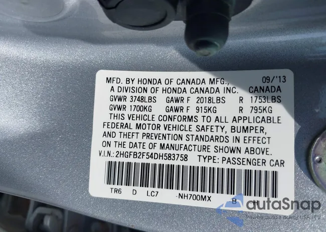 2HGFB2F54DH583758: 43222183