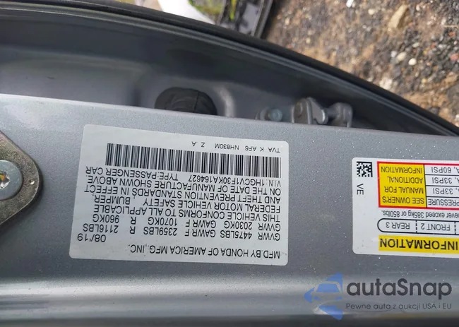 1HGCV1F30KA164627: 43222214