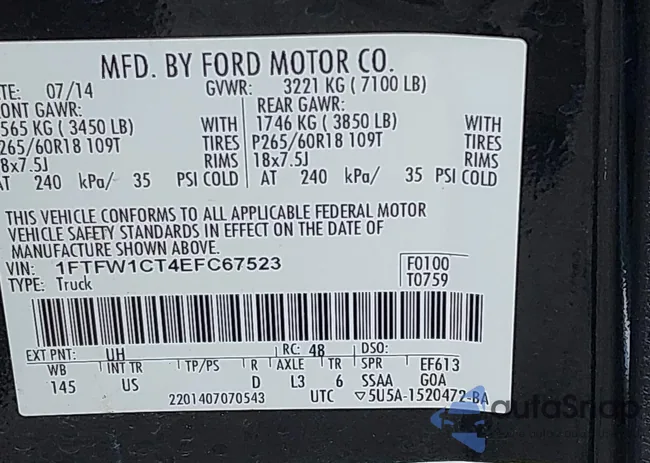 1FTFW1CT4EFC67523: 43222265