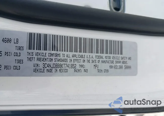 3C4NJDBB8KT741852: 43222292