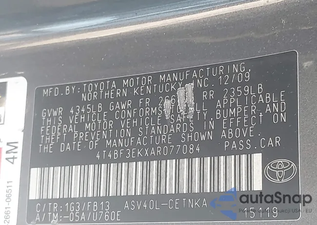 4T4BF3EKXAR077084: 43222318