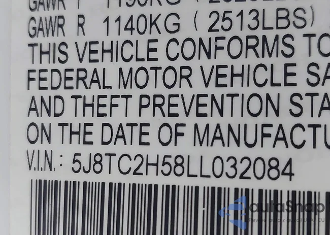 5J8TC2H58LL032084: 43222334