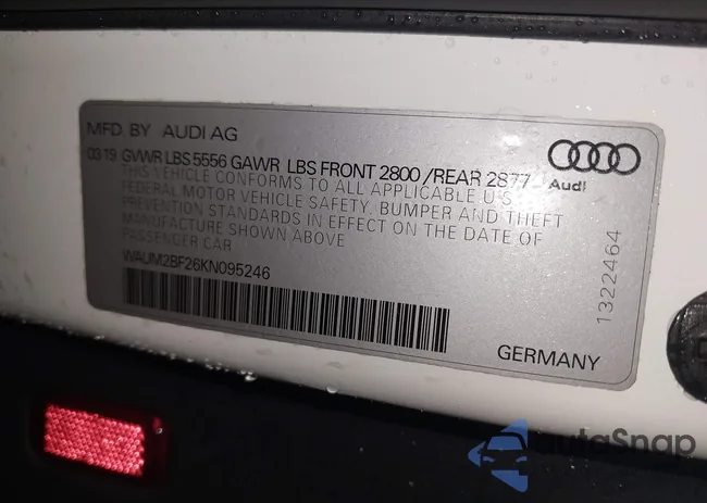 WAUM2BF26KN095246: 43222387