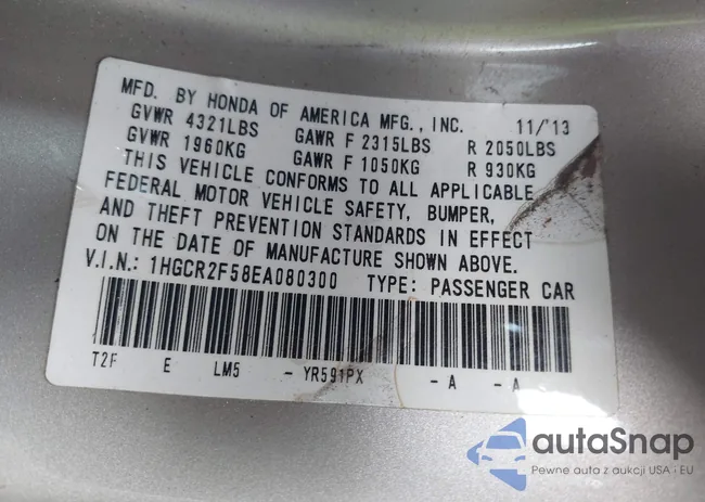 1HGCR2F58EA080300: 43222395