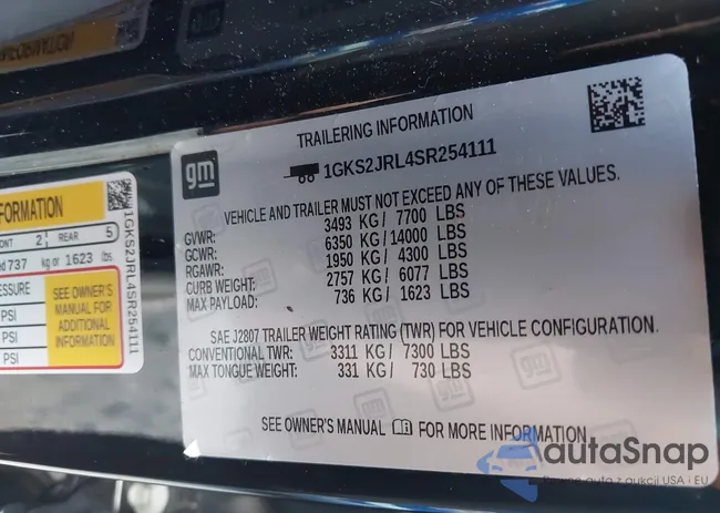 1GKS2JRL4SR254111: 43222411