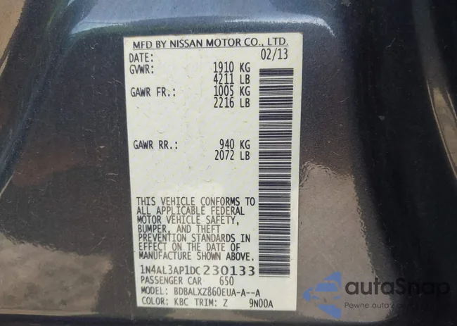 1N4AL3AP1DC230133: 43222425