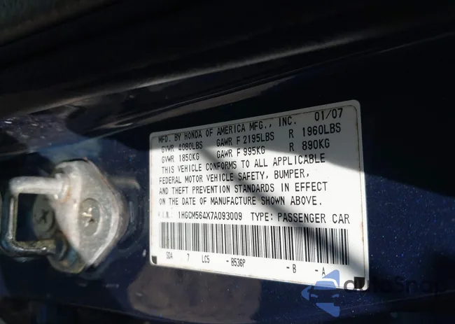 1HGCM564X7A093009: 43221634