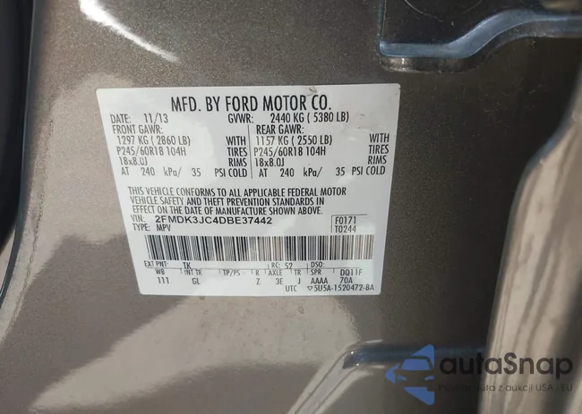 2FMDK3JC4DBE37442: 43221638