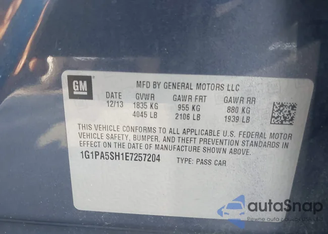 1G1PA5SH1E7257204: 43221639