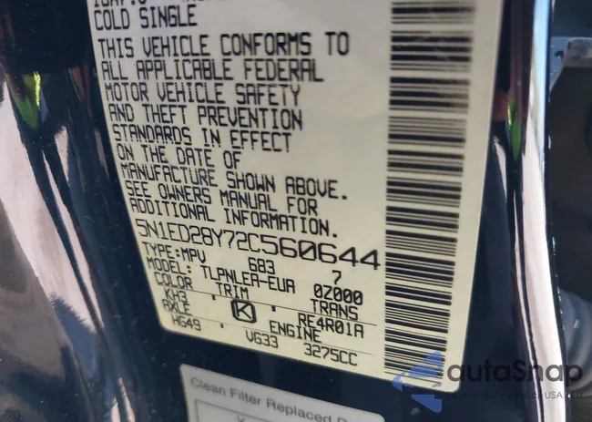 5N1ED28Y72C560644: 43221678