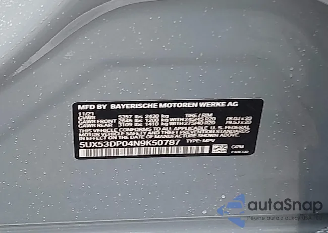 5UX53DP04N9K50787: 43221747