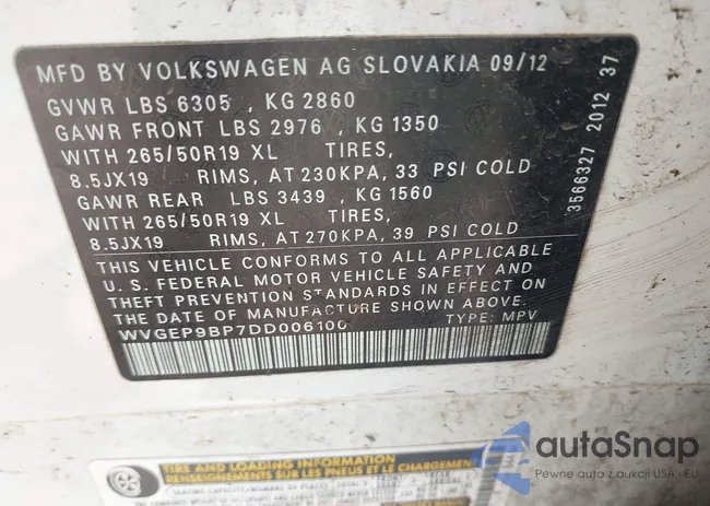 WVGEP9BP7DD006100: 43221768