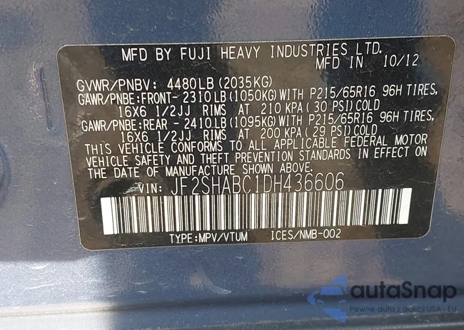 JF2SHABC1DH436606: 43221781