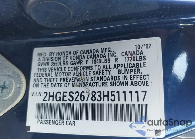 2HGES26783H511117: 43221783