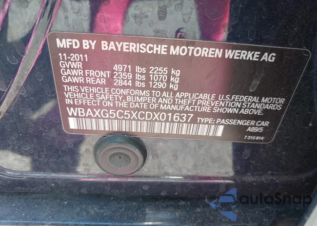 WBAXG5C5XCDX01637: 43221795