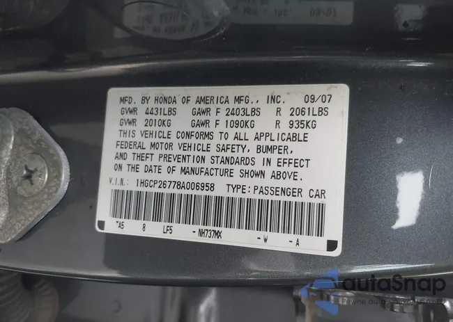 1HGCP26778A006958: 43221824