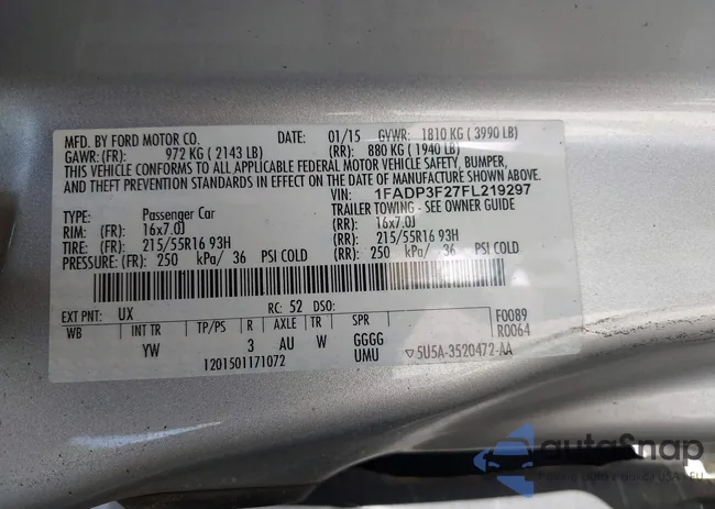 1FADP3F27FL219297: 43222938