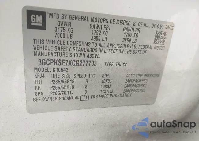 3GCPKSE7XCG277703: 43222943