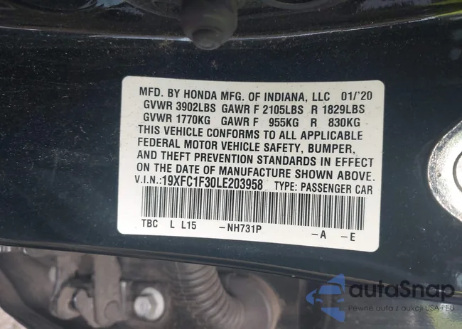 19XFC1F30LE203958: 43223000