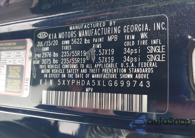 5XYPHDA5XLG699743: 43223003