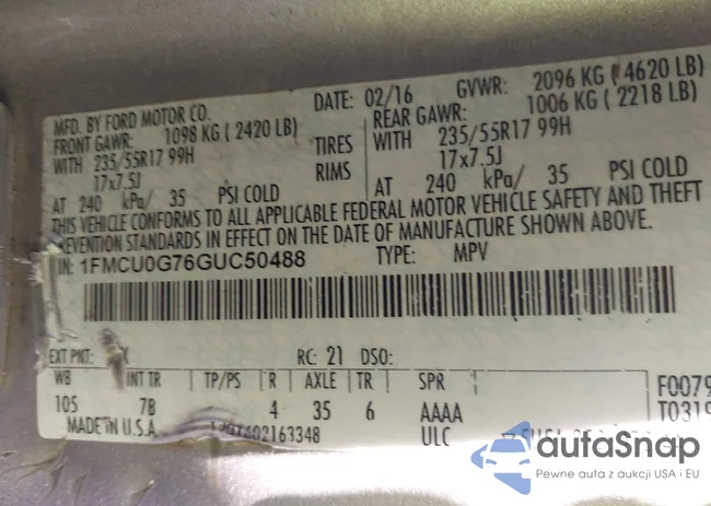 1FMCU0G76GUC50488: 43223065