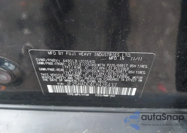 JF2SHADC4CH426437: 43223084