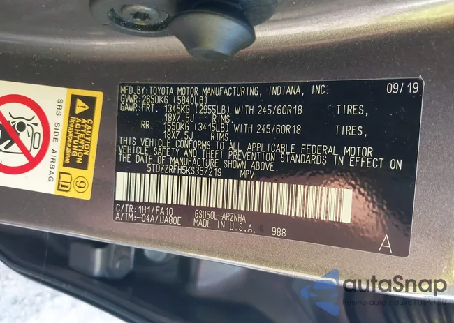 5TDZZRFH5KS357219: 43223095