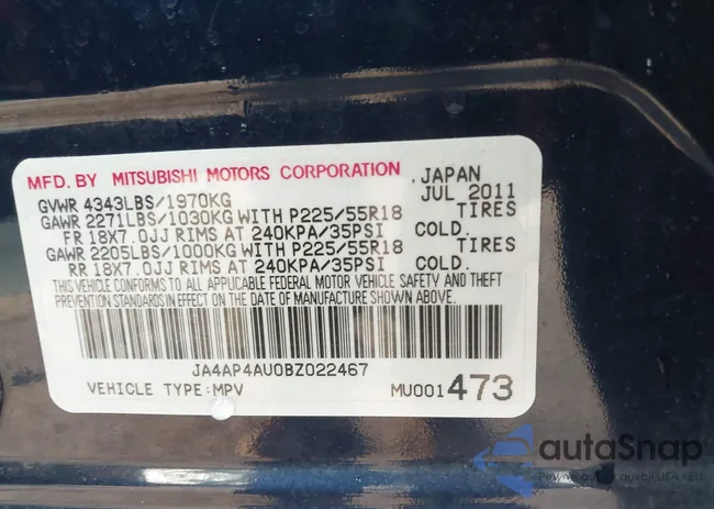 JA4AP4AU0BZ022467: 43223106