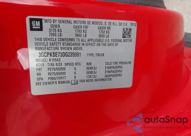 3GCPKSE73DG228991: 43223193