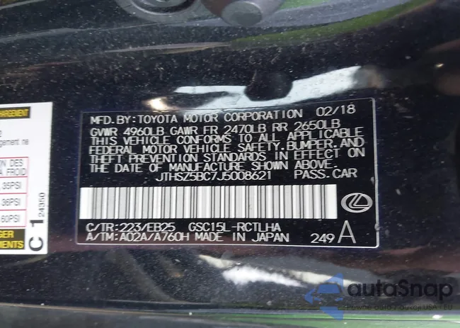 JTHSZ5BC7J5008621: 43223227