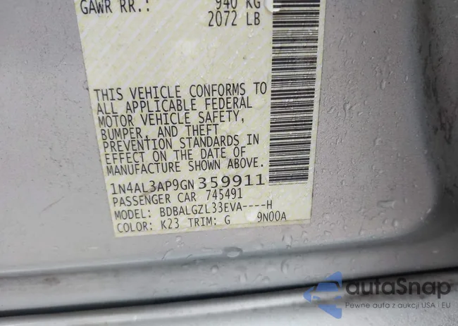 1N4AL3AP9GN359911: 43223285