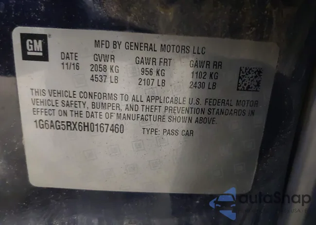 1G6AG5RX6H0167460: 43223305