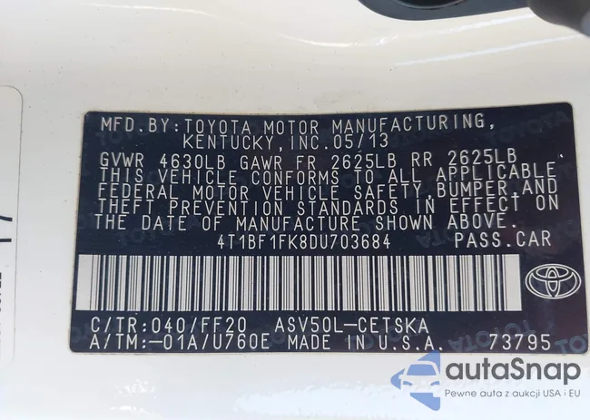 4T1BF1FK8DU703684: 43223307