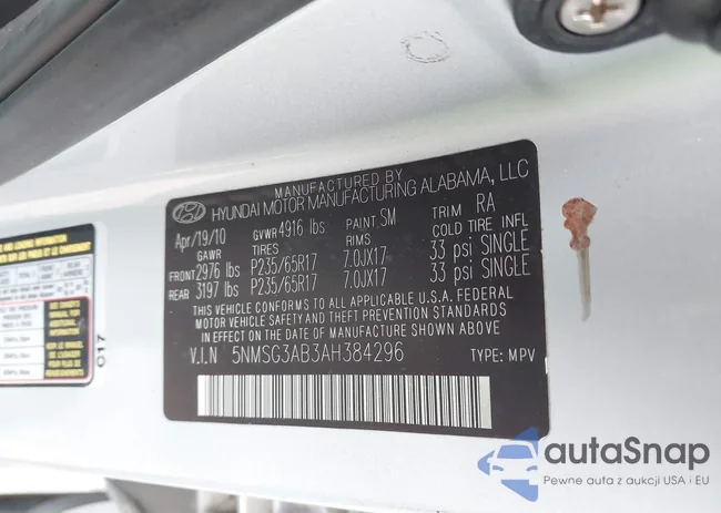 5NMSG3AB3AH384296: 43223357