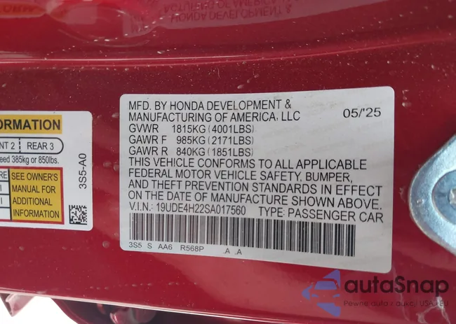 19UDE4H22SA017560: 43223388