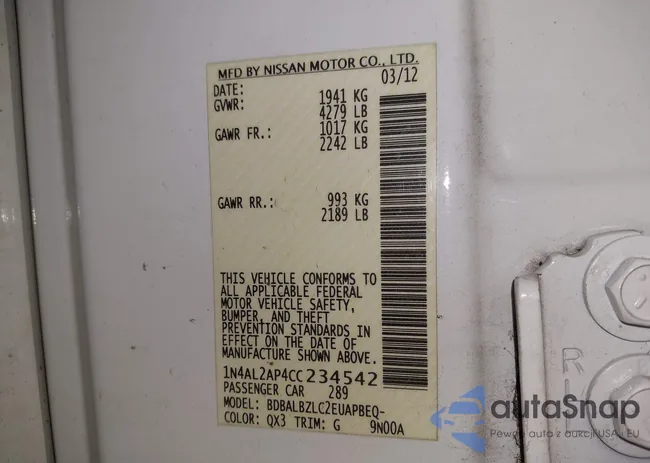 1N4AL2AP4CC234542: 43223415