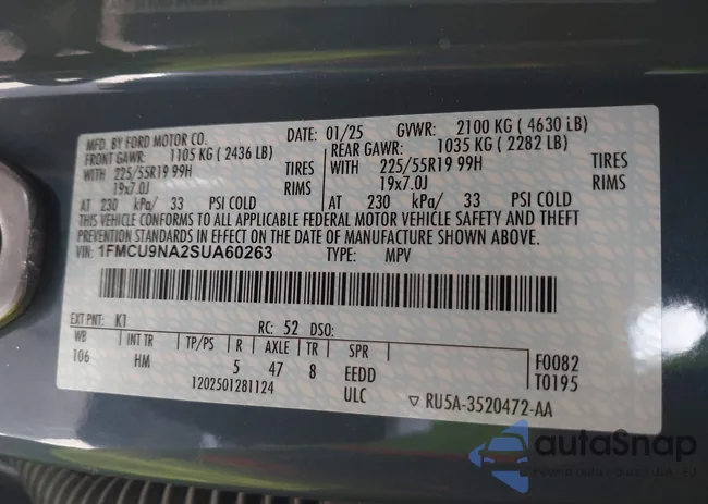 1FMCU9NA2SUA60263: 43223447