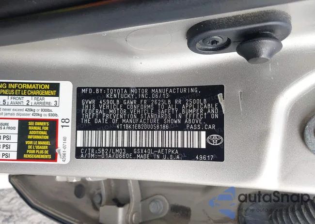 4T1BK1EB2DU058186: 43222512