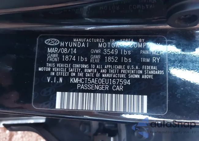 KMHCT5AE0EU167594: 43222538