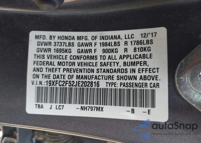 19XFC2F52JE202816: 43222539