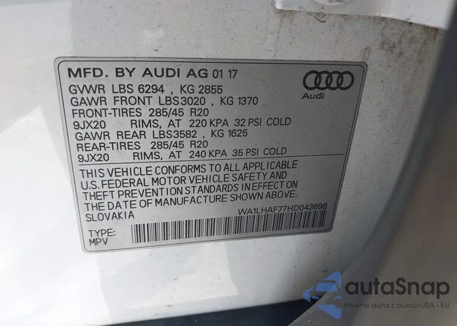 WA1LHAF77HD043698: 43222549