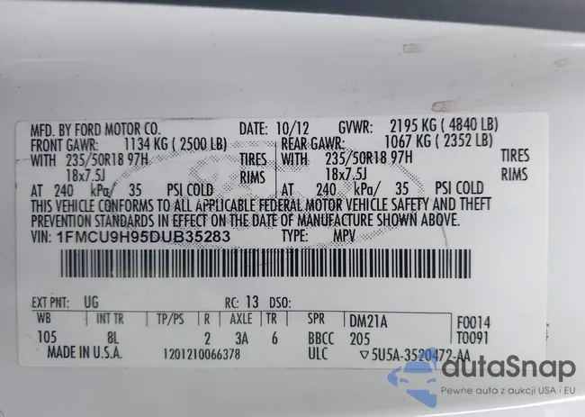 1FMCU9H95DUB35283: 43222684