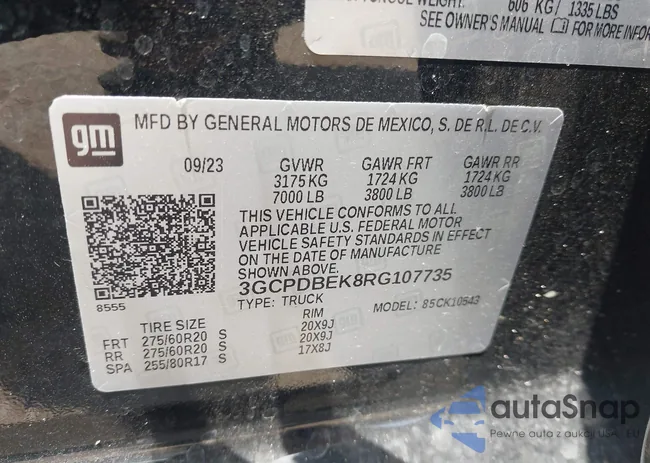 3GCPDBEK8RG107735: 43222702