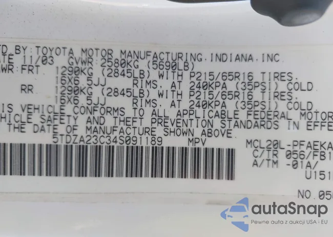 5TDZA23C34S091189: 43222770