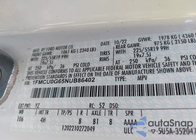 1FMCU0G65NUB86402: 43222869