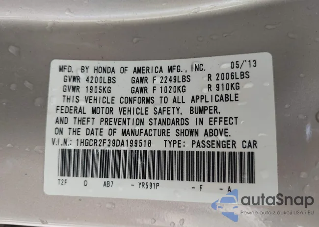 1HGCR2F39DA199518: 43223978