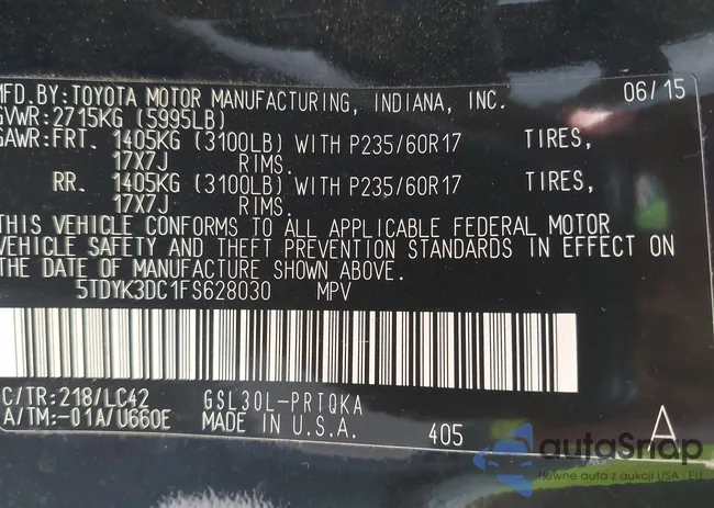 5TDYK3DC1FS628030: 43224015